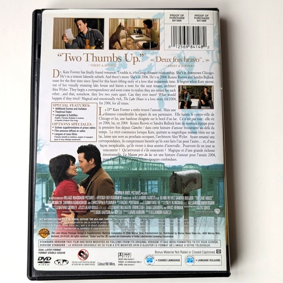 2/$15 The Lake House DVD - Sandra Bullock, Keanu Reeves Full Screen Edition - Picture 2 of 4